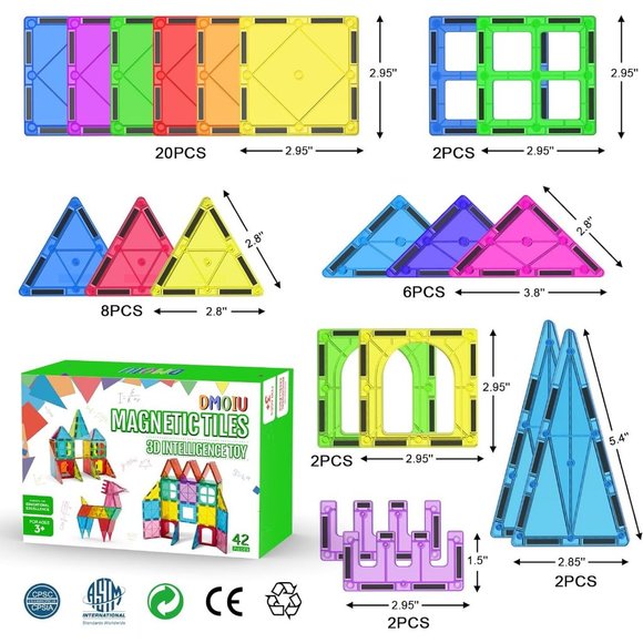 Kids Magnetic Tiles Building Blocks school Learning Kit Educational Toys - Picture 7 of 9